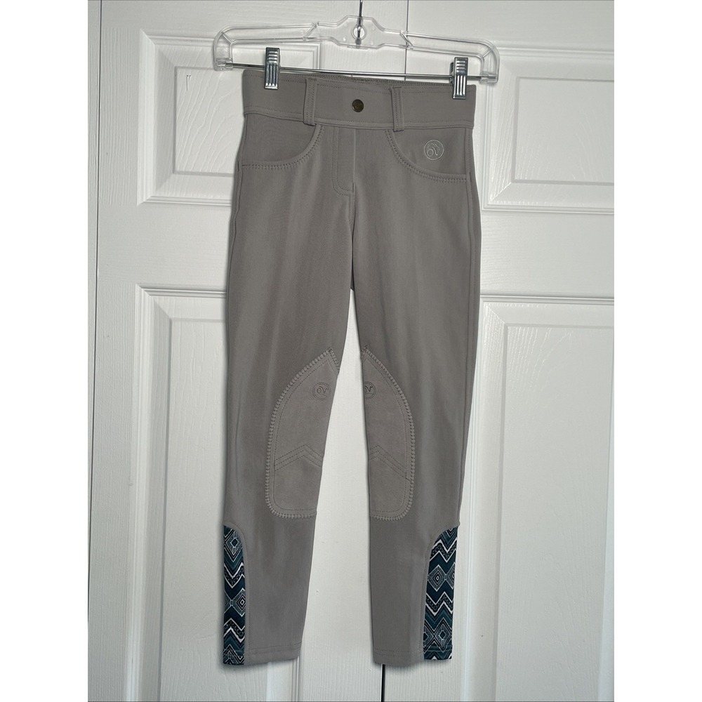 Ovation Endura Riding Tights Kids Girls Size 10 Gray‎ Equestrian Breeches Poly